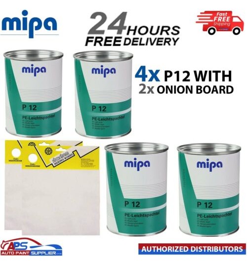4x Mipa P12 Light Weight Body Filler 3L With 2x Starchem Onion Board 100 Sheets