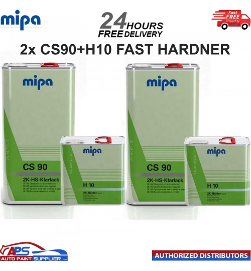 2X MIPA CS90 2K HS ACRYLIC CLEAR COAT/ LACQUER + H10 FAST HARDENER-FAST DELIVERY