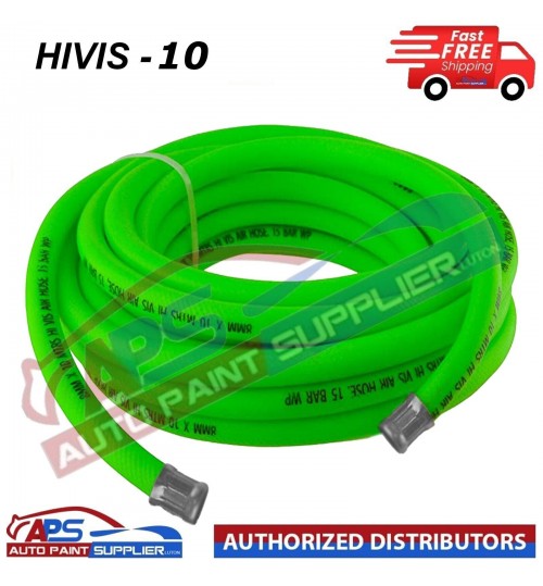 HIVIZ - 10 HI - GREEN AIRHOSE 10M 8MM BORE Air Line Hose Compressor Flexible