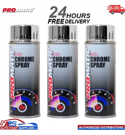 3x Promatic Chrome Spray Paint Aerosol 400ml - FAST Delivery