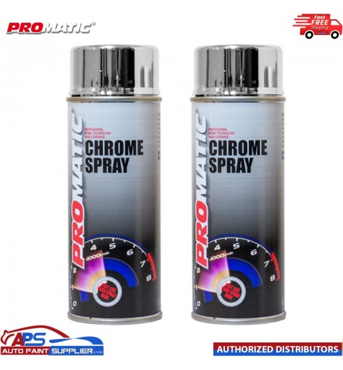 2x Promatic Chrome Spray Paint Aerosol 400ml - Free Delivery