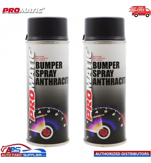 2x Anthracite Bumper Spray Paint Aerosol 400ml Fast Drying Promatic