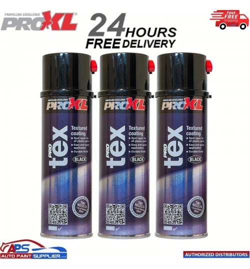 3x PROXL PROTEX TEXTURE COATING BLACK AEROSOL 500ML - BUMPER PLASTIC TRIM