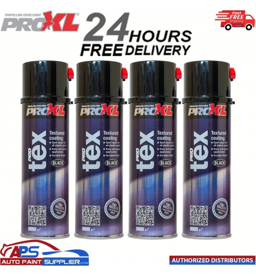 4x PROXL PROTEX TEXTURE COATING BLACK AEROSOL 500ML - BUMPER PLASTIC TRIM