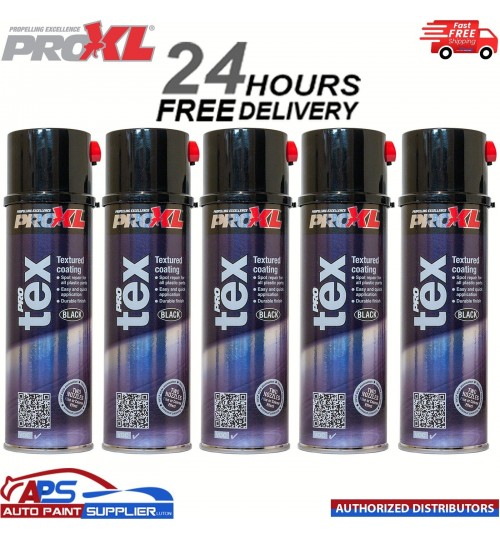5x PROXL PROTEX TEXTURE COATING BLACK AEROSOL 500ML - BUMPER PLASTIC TRIM