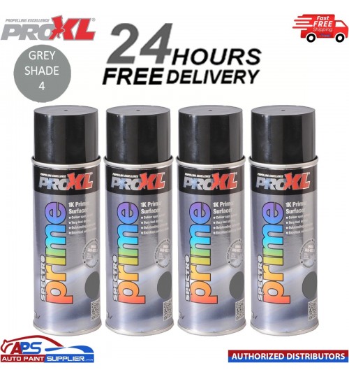 4 X PROXL SPECTRO PRIME AEROSOL 400ML - GREY SHADE 4 - PRO XL SPOT ETCH