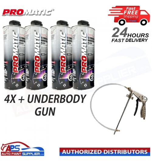 4X PROMATIC STONECHIP UNDERBODY BLACK COATING - 1L + UNDERBODY COATING GUN