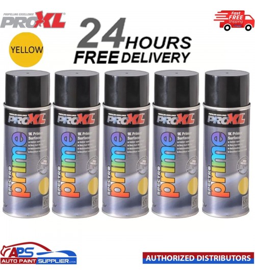 5 X PROXL SPECTRO PRIME AEROSOL 400ML - YELLOW -PRO XL SPOT PRIMER ETCH