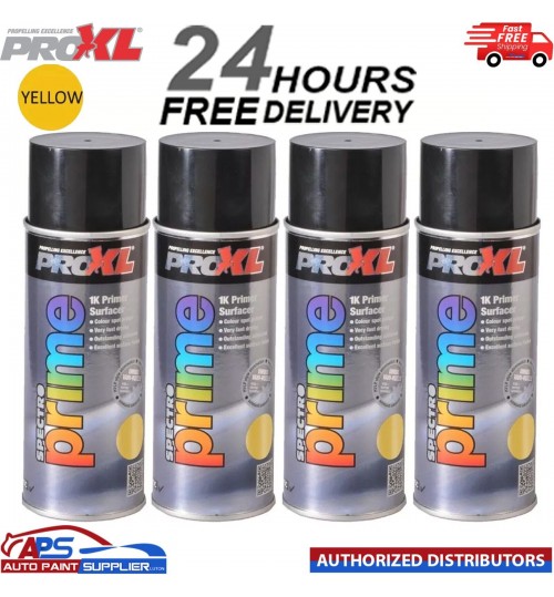 4 X PROXL SPECTRO PRIME AEROSOL 400ML - YELLOW -PRO XL SPOT PRIMER ETCH
