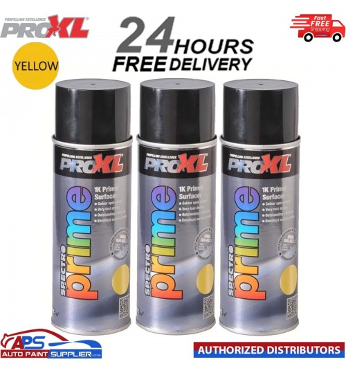 3 X PROXL SPECTRO PRIME AEROSOL 400ML - YELLOW -PRO XL SPOT PRIMER ETCH