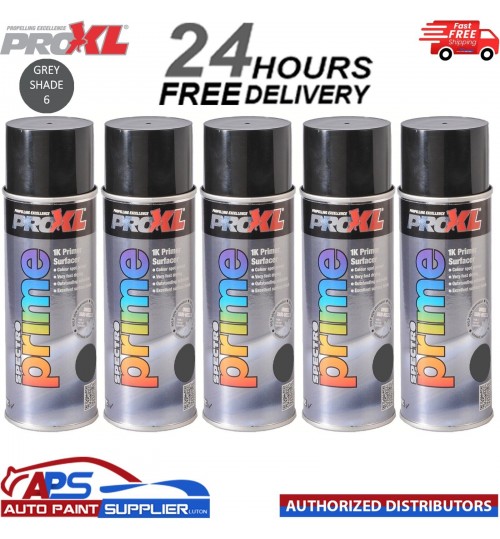 5 X PROXL SPECTRO PRIME AEROSOL 400ML - GREY SHADE 6 - PRO XL SPOT ETCH