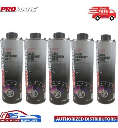 5 X PROMATIC SCHUTZ UNDER SEAL UNDERBODY RUST PROTECTION PROTECTOR BLACK 1LTR