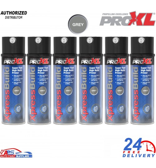 6x ProXL XpressBuild High Build Primer Spray Aerosol Grey - 500ml