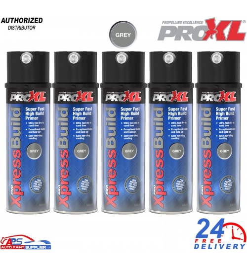 5x ProXL XpressBuild High Build Primer Spray Aerosol Grey - 500ml