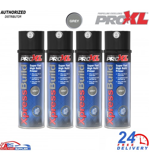 4x ProXL XpressBuild High Build Primer Spray Aerosol Grey - 500ml