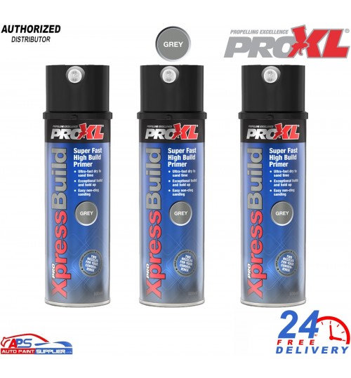 3x ProXL XpressBuild High Build Primer Spray Aerosol Grey - 500ml