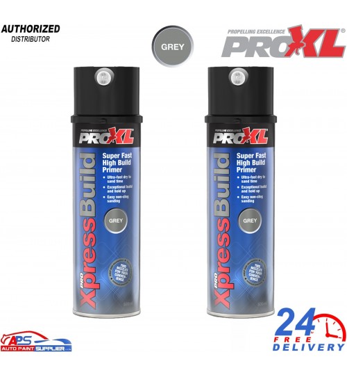 2x ProXL XpressBuild High Build Primer Spray Aerosol Grey - 500ml