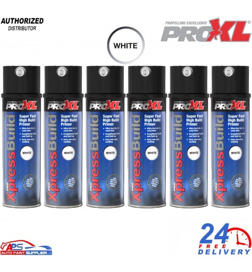 6x ProXL XpressBuild High Build Primer Spray Aerosol White - 500ml