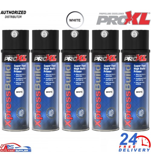 5x ProXL XpressBuild High Build Primer Spray Aerosol White - 500ml