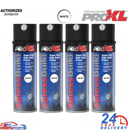 4x ProXL XpressBuild High Build Primer Spray Aerosol White - 500ml