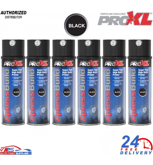 6x ProXL XpressBuild High Build Primer Spray Aerosol Black - 500ml
