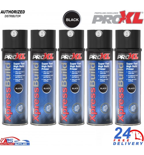5x ProXL XpressBuild High Build Primer Spray Aerosol Black - 500ml