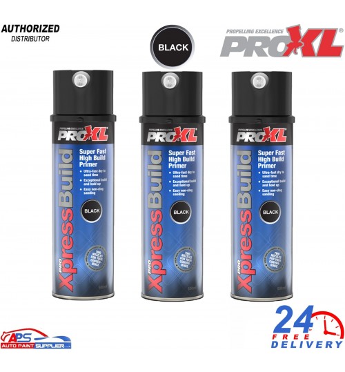 3x ProXL XpressBuild High Build Primer Spray Aerosol Black - 500ml