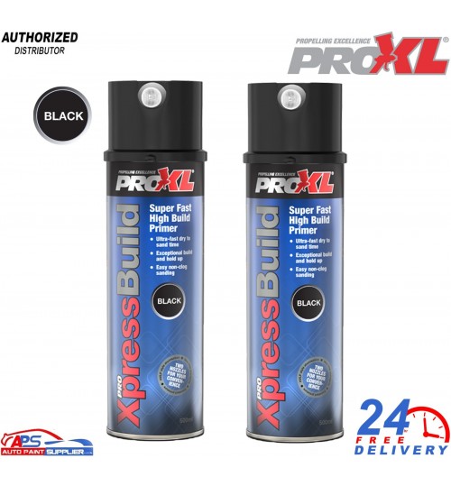 2x ProXL XpressBuild High Build Primer Spray Aerosol Black - 500ml