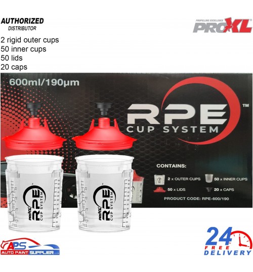 ProXL PPS Paint Cup Kit 600ml 50x Cups/Lids 190 Micron – 3M Series 1 Compatible