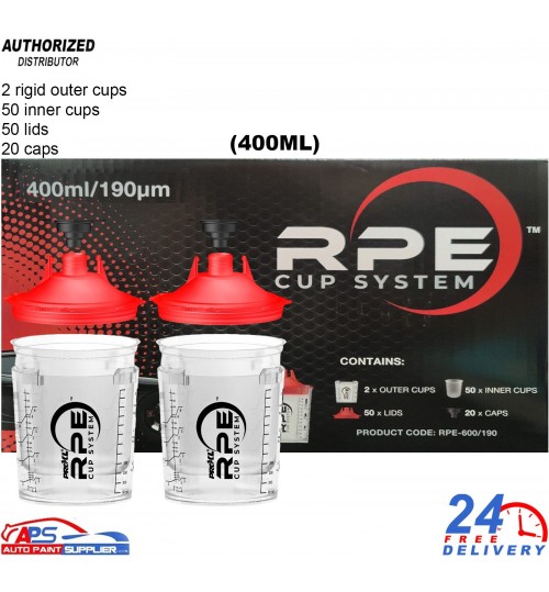 ProXL PPS Paint Cup Kit 400ml 50x Cups/Lids 190 Micron – 3M Series 1 Compatible
