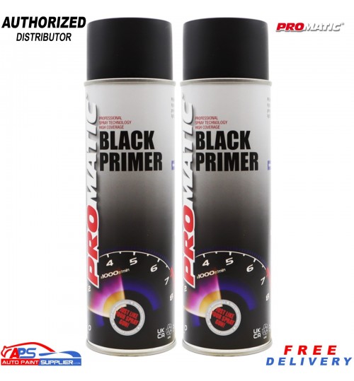 2x Promatic Black Primer Spray Paint 500ml – Professional Auto Aerosol