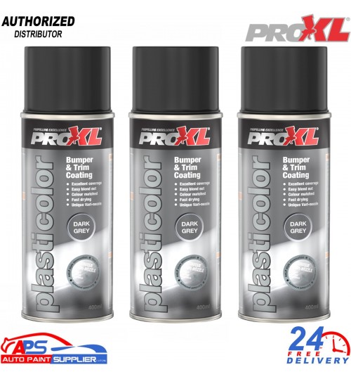 Pro XL Plasticolor PC5DG Dark Grey Bumper Trim Spray Paint 400ml x3