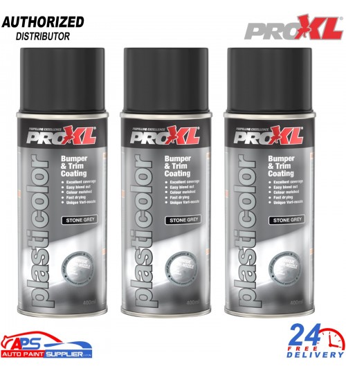 3x ProXL Plasticolor Bumper Trim Paint 400ml – Stone Grey Aerosols