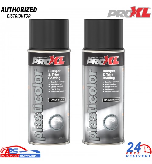 2x ProXL Plasticolor Raven Black 400ml – Bumper Trim Spray Paint Aerosol