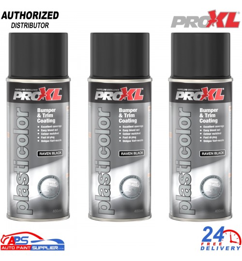 ProXL Plasticolor Raven Black 400ml Aerosol x3 – Bumper Paint
