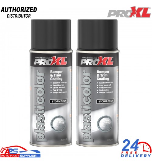 2x ProXL Plasticolor Storm Grey 400ml Aerosol – Bumper Paint
