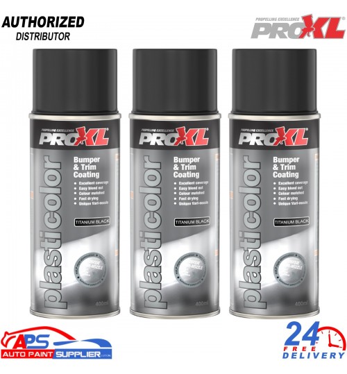ProXL Plasticolor Titanium Black Bumper Trim Coating 1K 400ml Aerosol x3