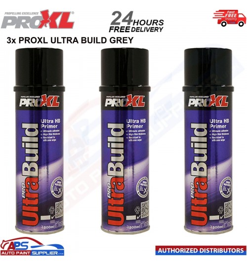 3x PROXL Pro Ultra Build High Build Primer Aerosol 500ml Grey - FAST DELIVERY