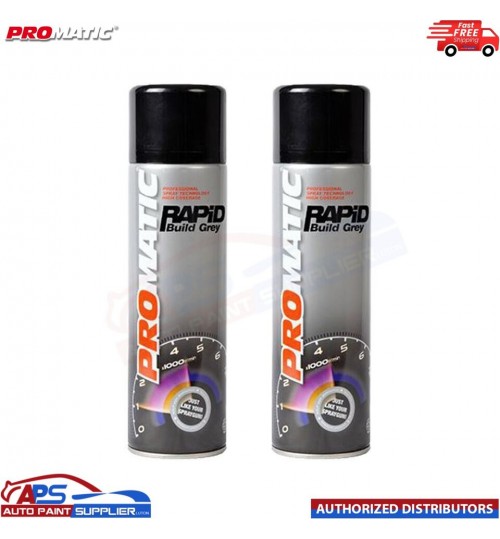 2x PROMATIC RAPID BUILD GREY HIGH BUILD PRIMER AEROSOL RP500 - 500ML