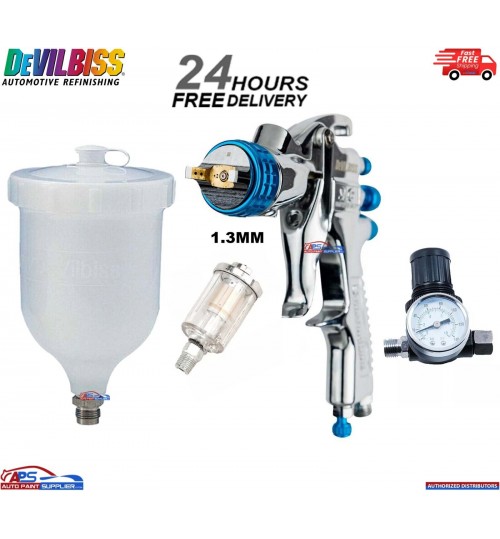 Devilbiss SLG-620-1.3mm Spray Gun Gravity Feed with gauge & filter