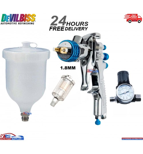 Devilbiss SLG-620-1.8mm Spray Gun Gravity Feed with gauge & filter