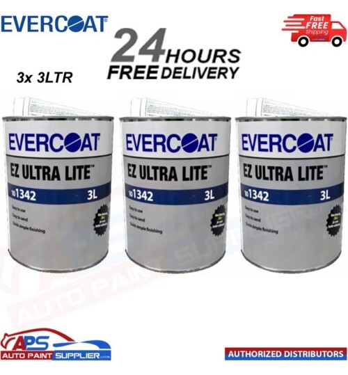 3x Evercoat 101342 EZ Ultra Lite Body Filler - easy levelling sanding filler 3L
