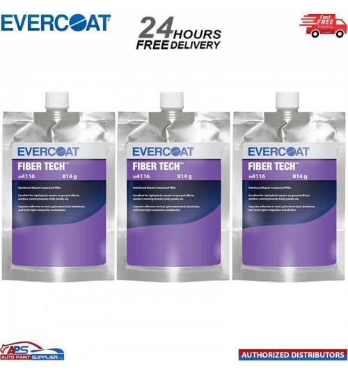3x EVERCOAT FIBER TECH REINFORCED REPAIR COMPOUND FILLER 709ML INC HARDENER
