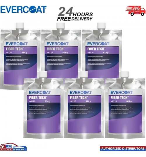 6x EVERCOAT FIBER TECH REINFORCED REPAIR COMPOUND FILLER 709ML INC HARDENER