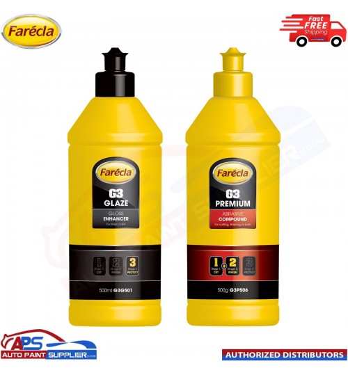 Farecla G3 Premium Compound 500g with Farecla G3 Glaze Gloss Enhancer 500ml