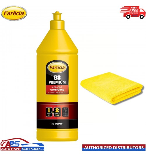 Farecla G3 Premium Abrasive Liquid Compound Removes Swirl Marks & FREE Cloth 1KG