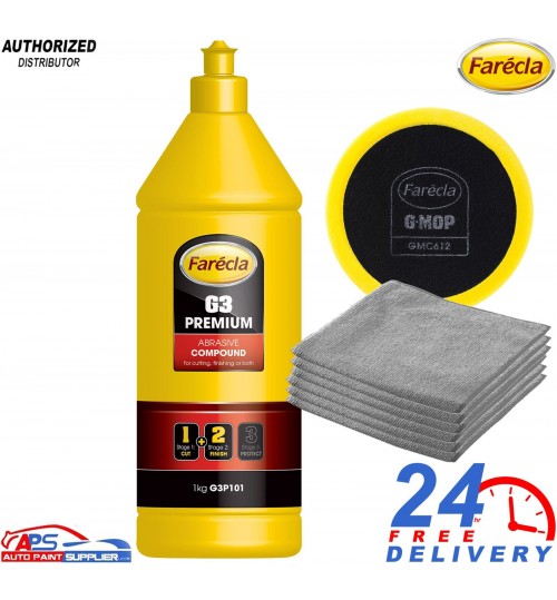 Farecla G3 Premium 1kg + GMC612 Mop Head + 10x Microfibre Cloths Kit