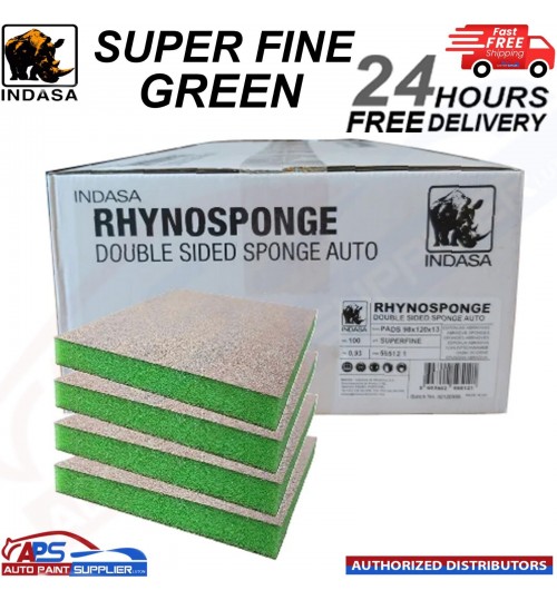 INDASA RHYNOSPONGE - DOUBLE SIDED SPONGE SUPER FINE GREEN - 98x120x13mm