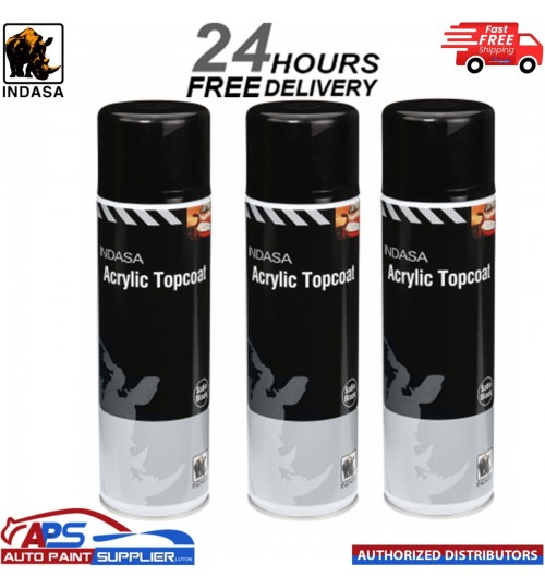3x INDASA 1K MATT BLACK PAINT CAR GUIDE COAT ACRYLIC TOPCOAT Aerosol - 500ML