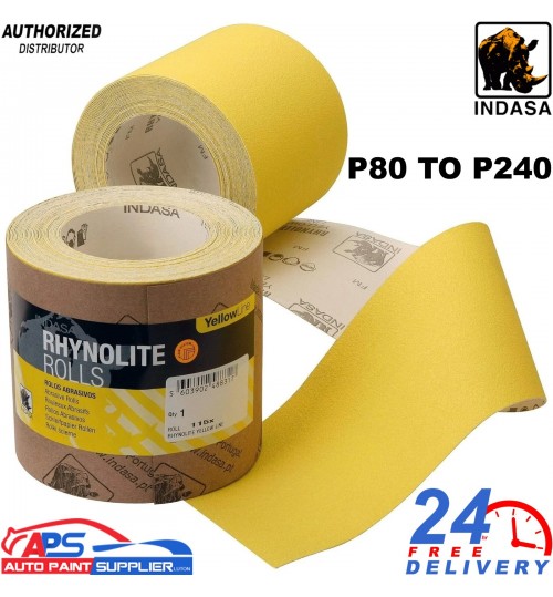 Indasa Rhynolite Yellow Line 115x50m Abrasive Roll P80-P240